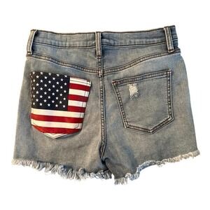 Harper Cut Off Jean Shorts Sz 29 Distressed Flag Patriotic 2" Classic Americana